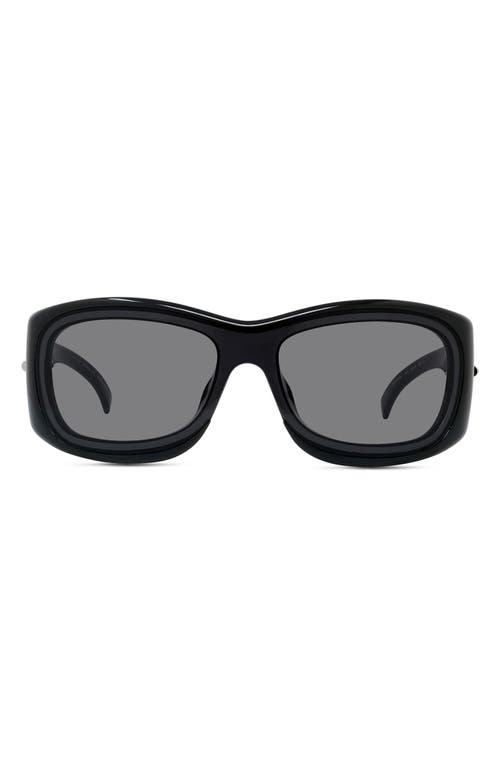 Givenchy Oval Sunglasses in Shiny Black /Smoke at Nordstrom
