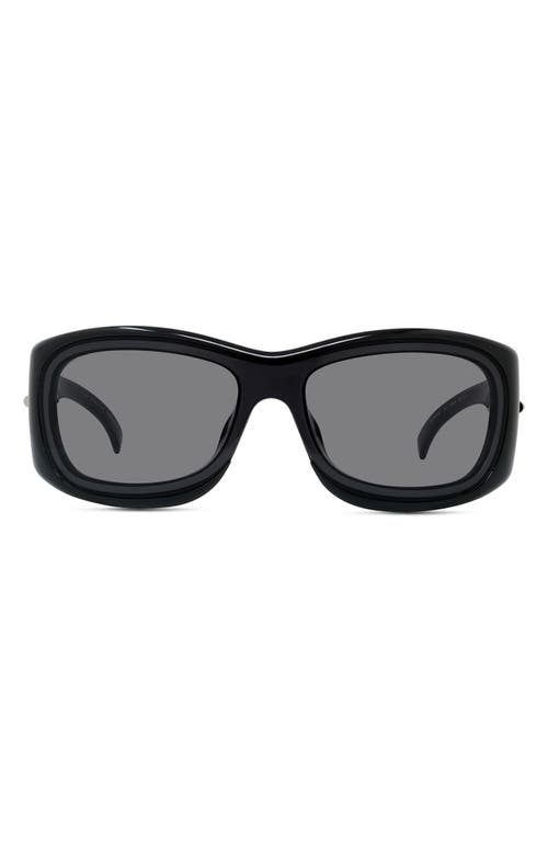 Shop Givenchy Oval Sunglasses In Shiny Black/smoke