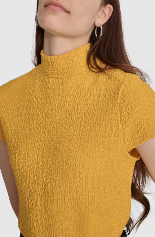 Shop Dkny Pucker Knit Top In Goldenrod