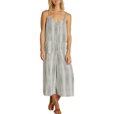 Billabong Tied Up Wide Leg Crop Jumpsuit, Black