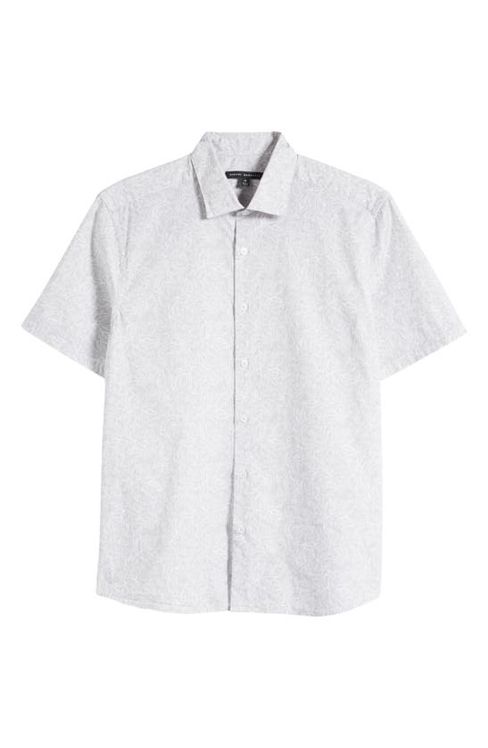 Robert Barakett Blossom Print Short Sleeve Cotton Button-up Shirt In Grey