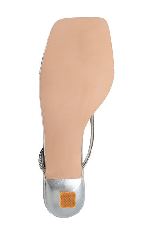 Chase & Chloe Chase And Chloe Rhinestone Kitten Heel Sandal In Silver Metallic