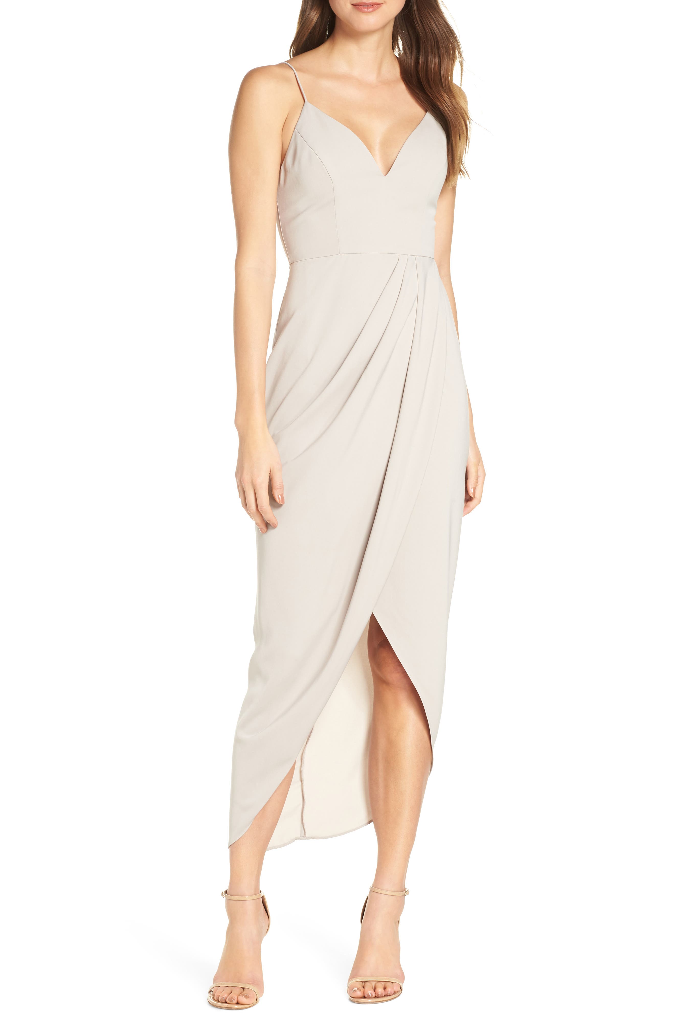 Shona Joy Tulip Hem Maxi Dress, Beige