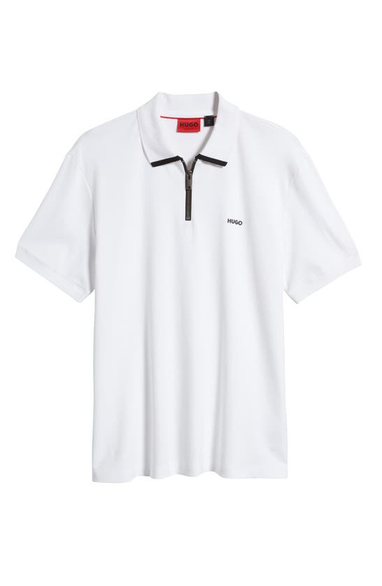 Shop Hugo Dalomino Zip Polo In White