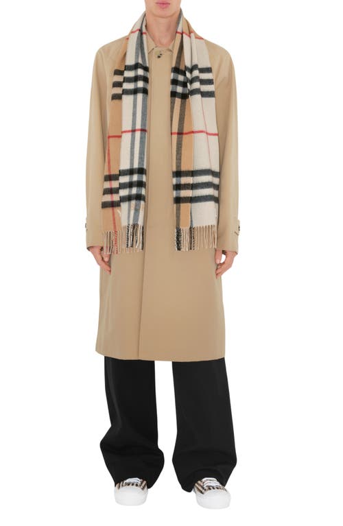 Shop Burberry Giant Split Check Cashmere Scarf In Archive Beige/ivory