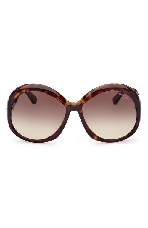 TOM FORD 62mm Gradient Oversize Round Sunglasses in Dark Havana/Brown  Yellow | Smart Closet