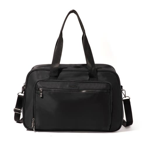 Baggallini Getaway Split Case Duffel Weekender Bag In Black Twill