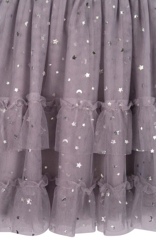 Zunie Kids' Sparkle Flutter Sleeve Mesh Dress In Grey