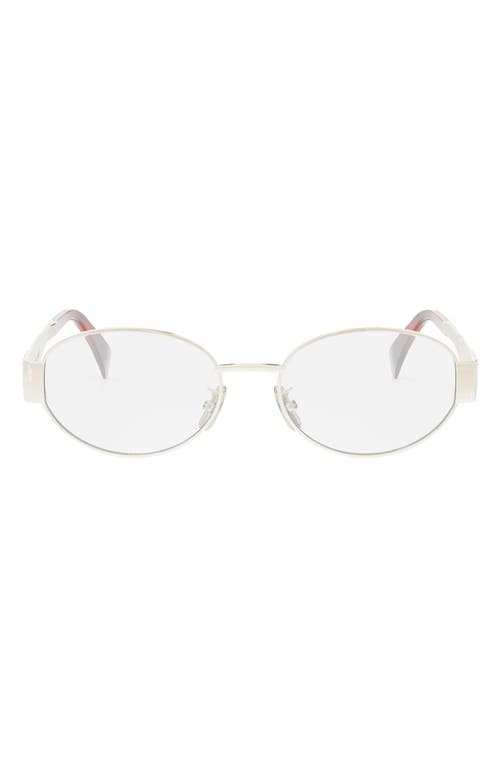CELINE Triomphe 53mm Oval Optical Glasses in Shiny Endura Gold at Nordstrom