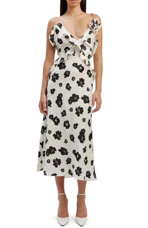 Olea Floral Ruffle Maxi Dress in Ivory Floral