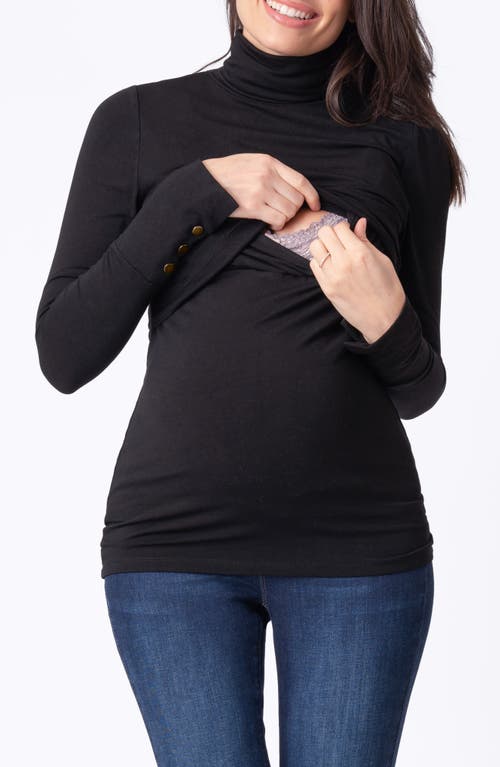 Shop Seraphine Turtleneck Maternity/nursing Top In Black