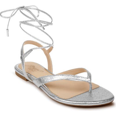 Jewel Badgley Mischka Nolana Lace-Up Sandal- Metallic