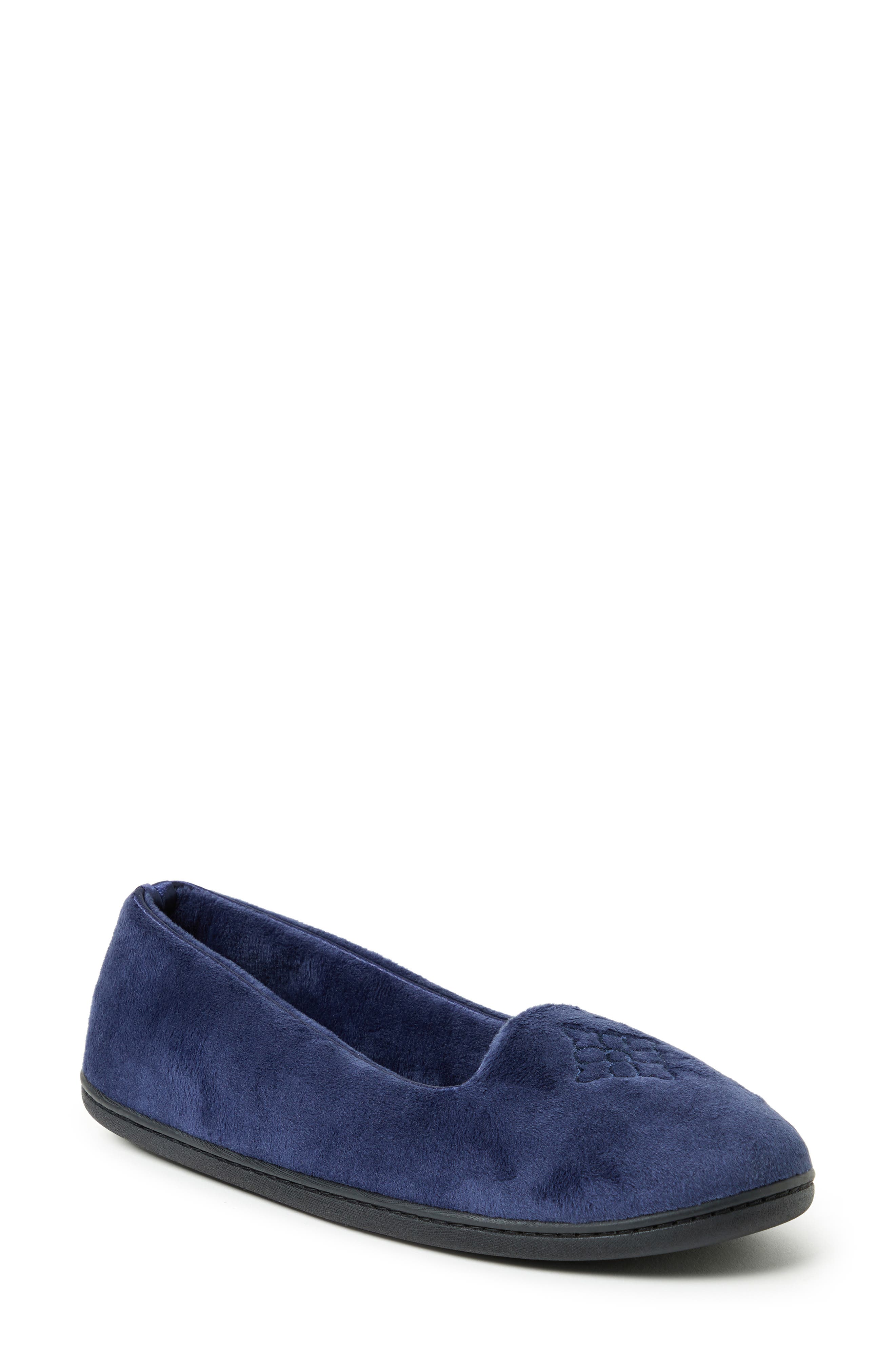 Dearfoams Women's Rebecca Microfiber Velour Closed Back Clog Slippers In Peacoat