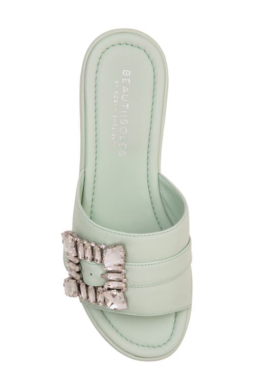 Shop Beautiisoles Dita Platform Slide Sandal In Light Green