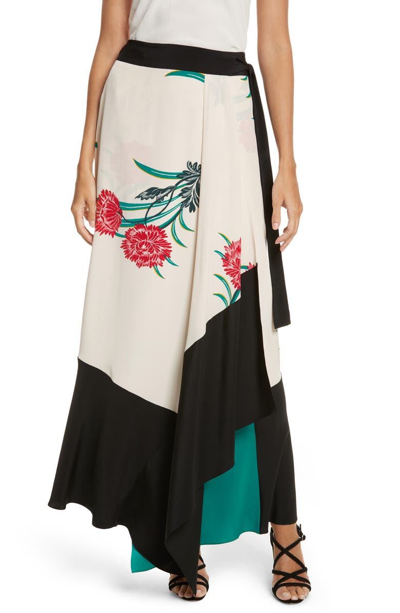 Diane von Furstenberg Draped Wrap Silk Midi Skirt | Nordstrom