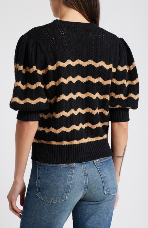 Shop Rails Isla Stripe Cardigan In Black Camel Stripe