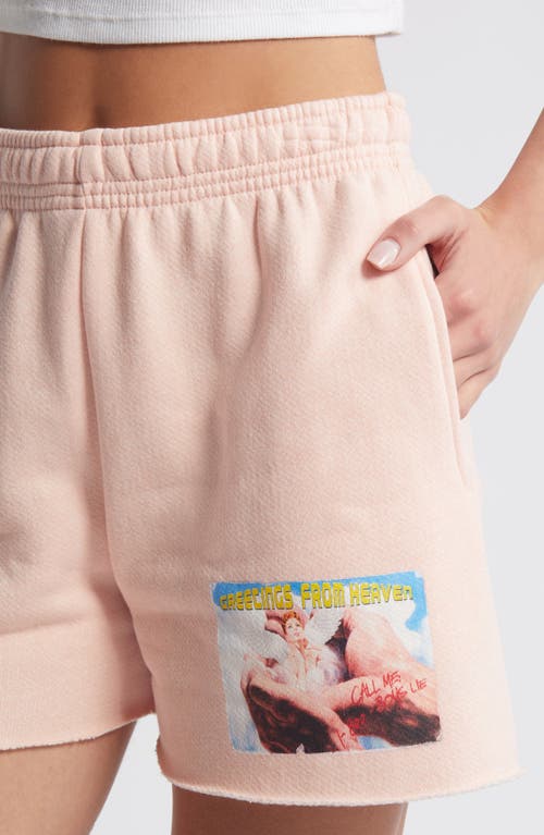 Shop Boys Lie Greetings Francis Graphic Cotton Blend Sweat Shorts In Pink