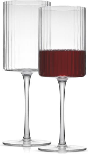 Elle Fluted Cylinder Red Wine Glasses - Set of 2