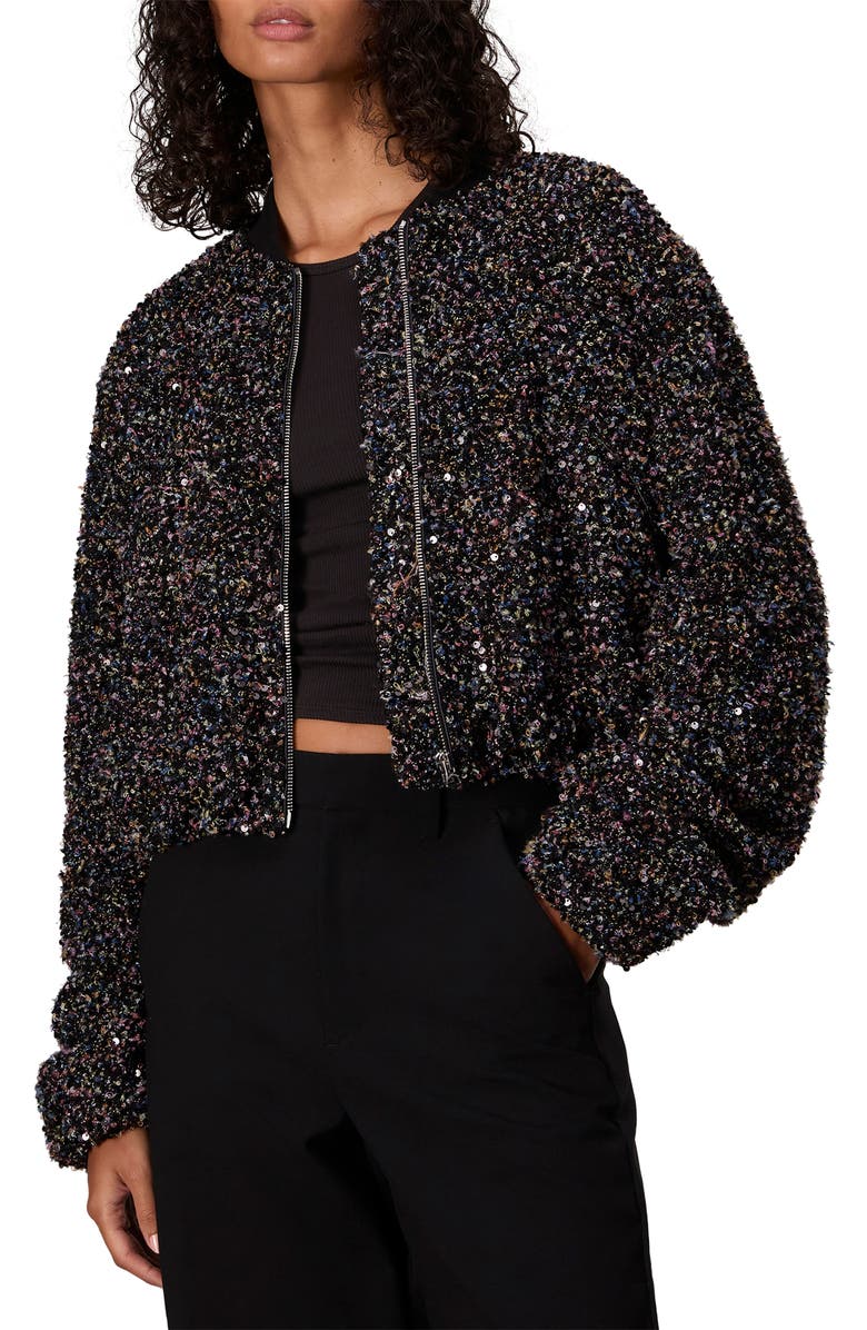 rag & bone Samira Bomber Jacket, Main, color, Black Multi