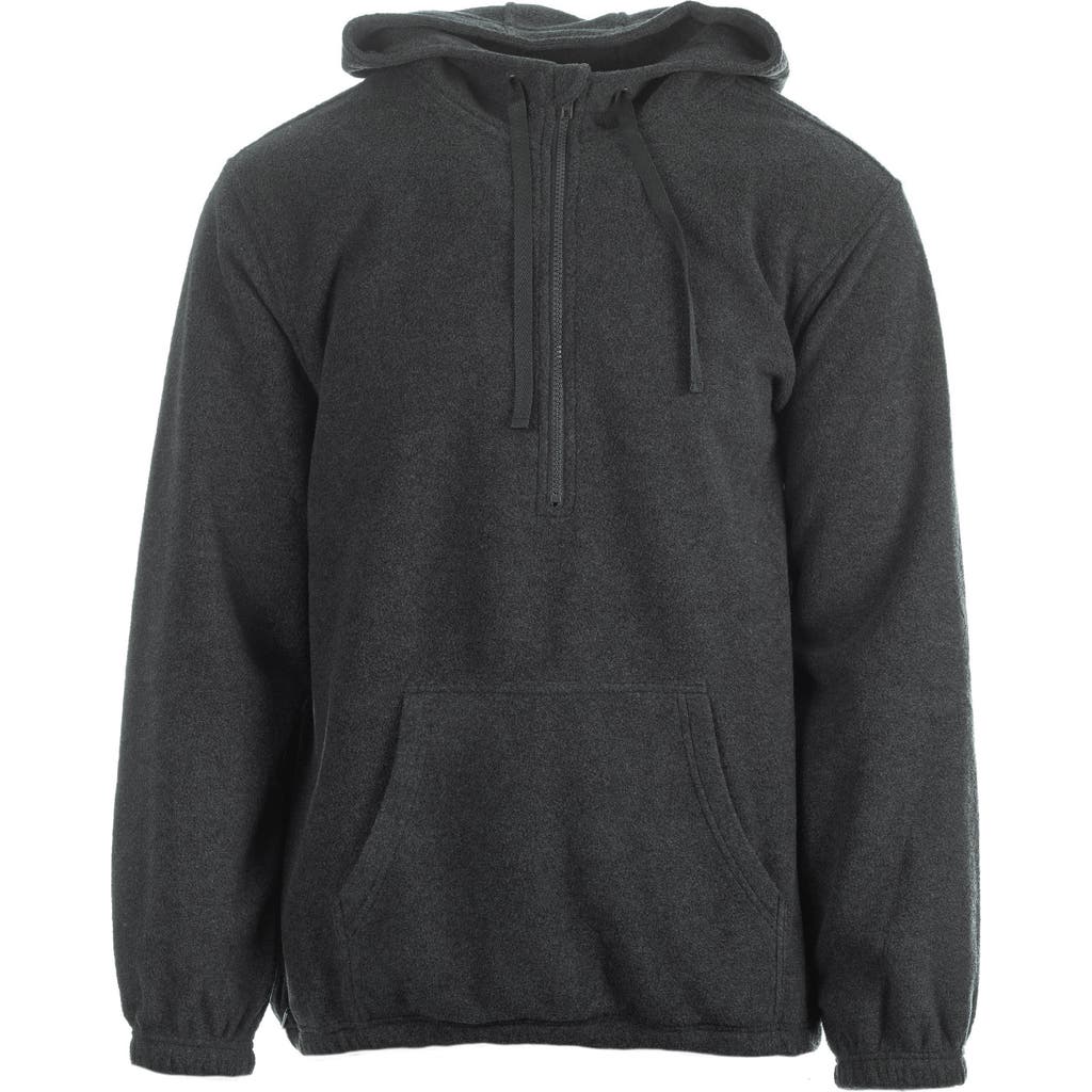 Burnside Polar Fleece Quarter Zip Hoodie In Heather Charcoal
