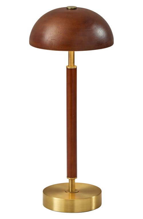 Adesso Lighting Ronny Cordless Led Table Lamp In Walnut Wood/antique Brass