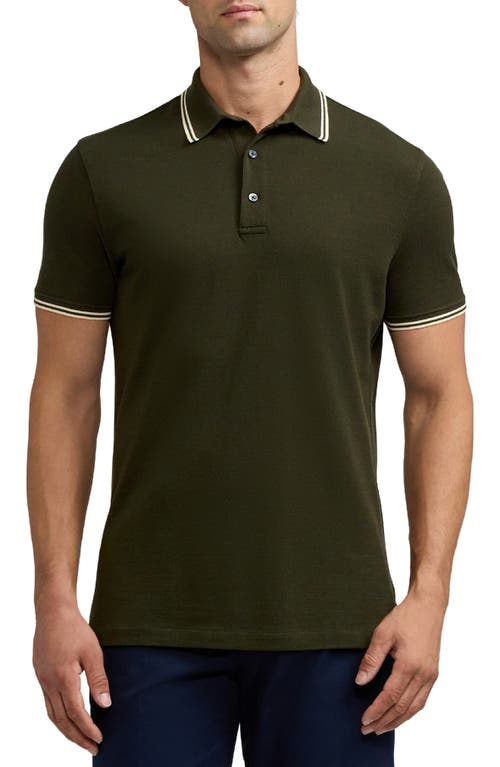 Shop Ralph Lauren Purple Label Tipped Wool Piqué Polo In Forest Night