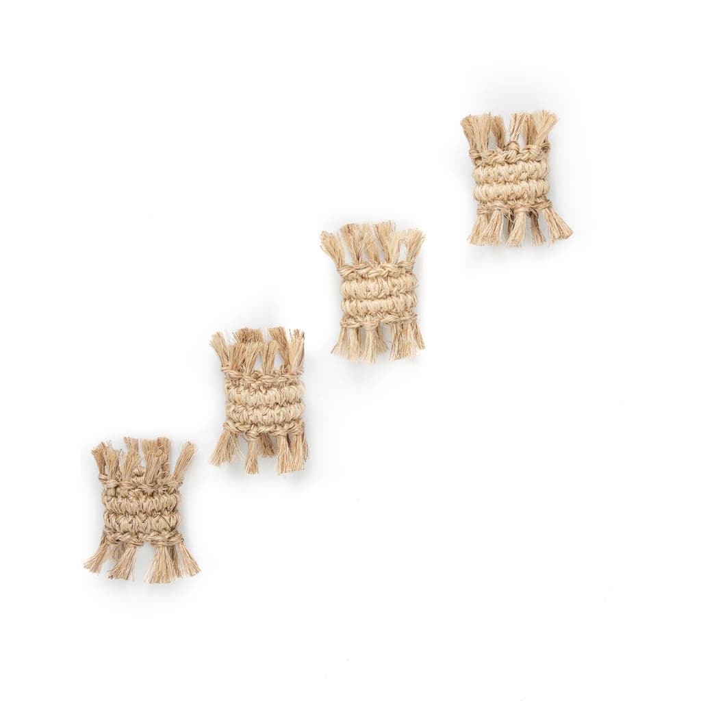 Tallo De Olivo Fique Fringe Napkin Rings Set Of 4 In Natural
