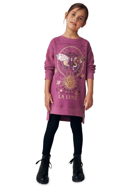 Shop Next Kids' Butterfly Long Sleeve Cotton Blend Sweatshirt Tunic In Purple