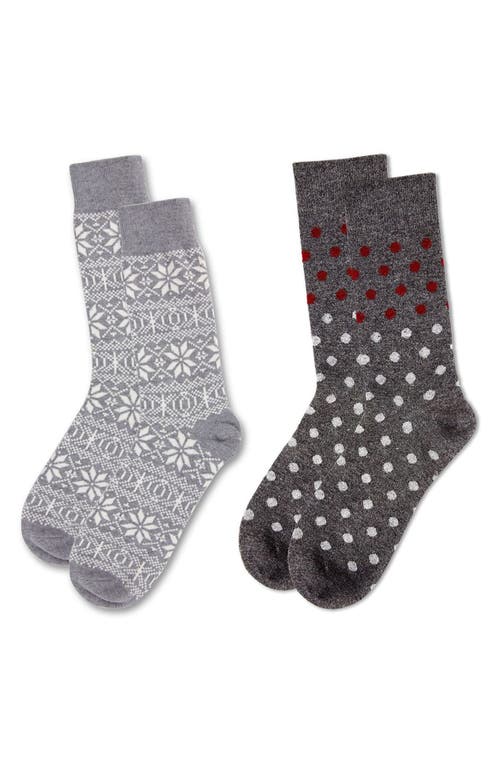 Memoi Assorted 2-pack Crew Socks In Dark Gray Heather