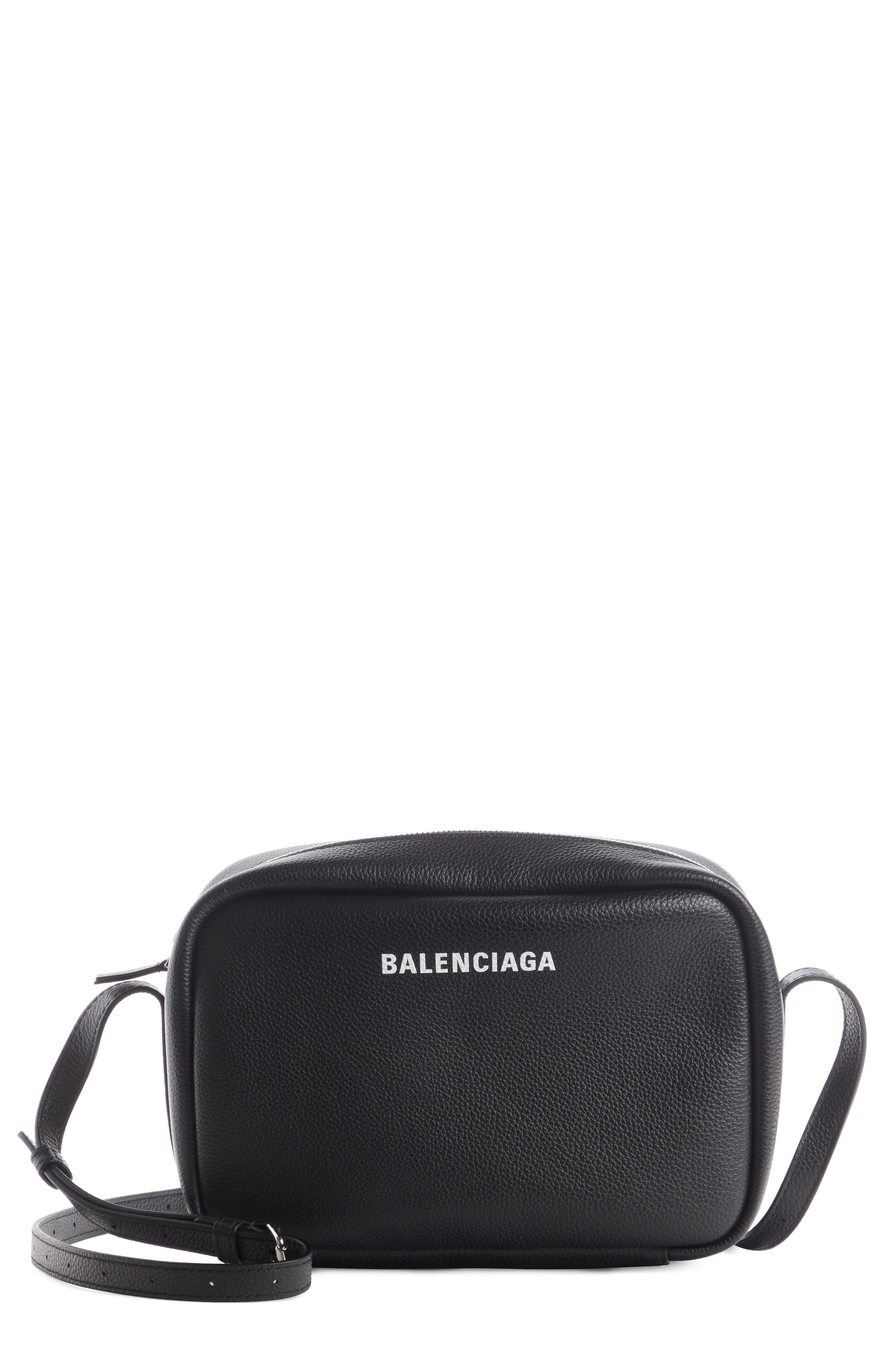 Balenciaga Medium Everyday Calfskin Leather Camera Bag in Black/White at Nordstrom