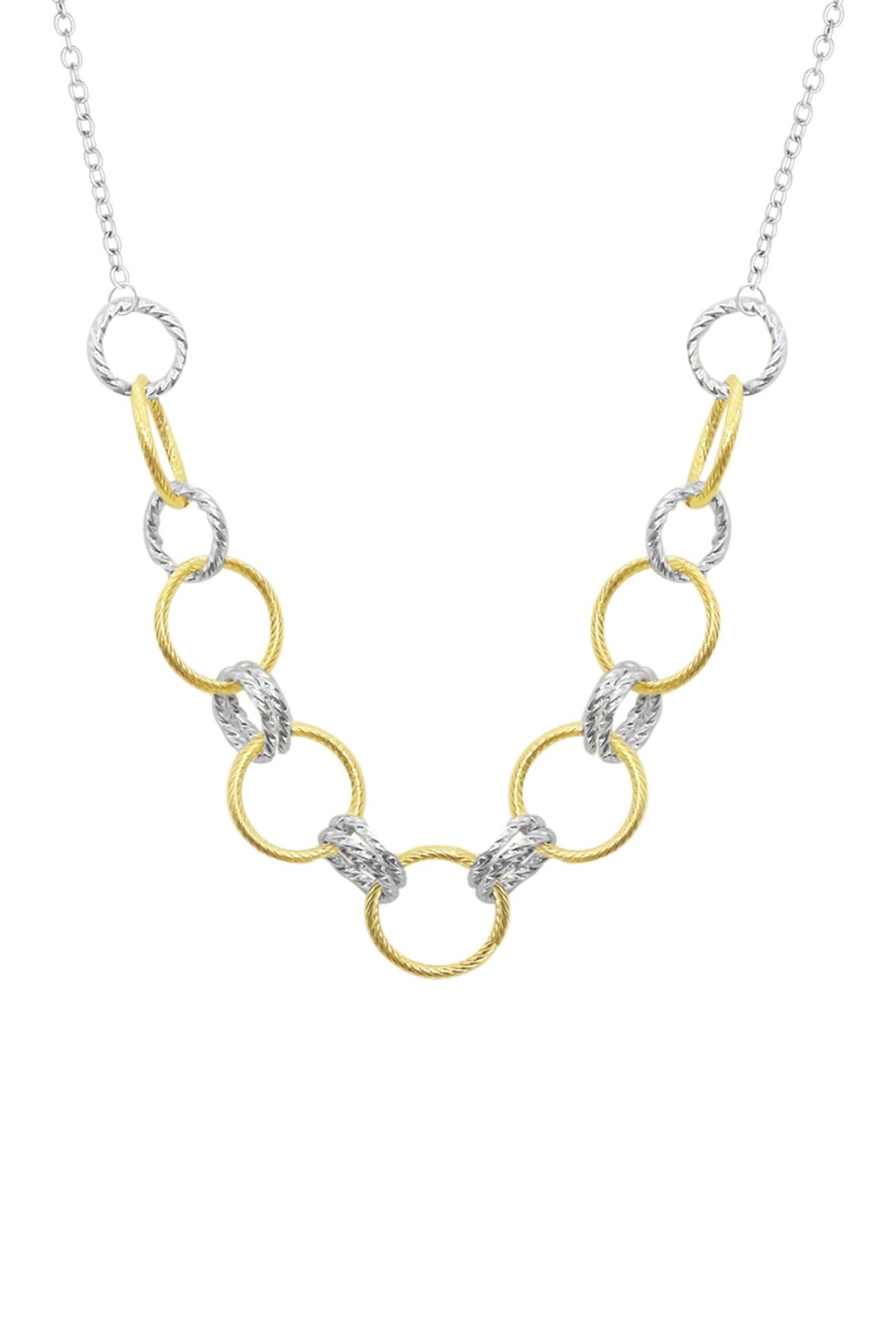 Savvy Cie Sterling Silver & 14K Yellow Gold Plated Multi Circle Bib Necklace Nordstrom Rack