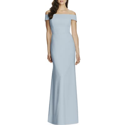 Dessy Collection Off The Shoulder Crepe Gown, Blue