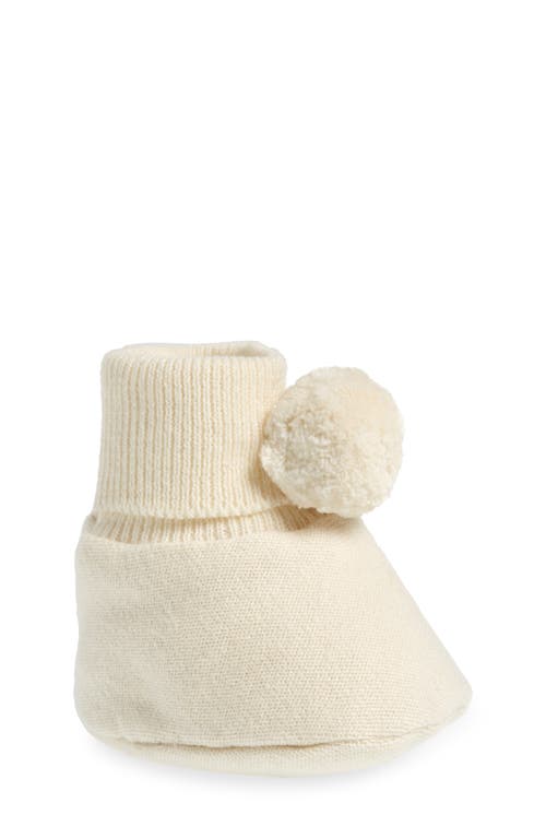 Pink Lemonade Pompom Cotton Bootie In Ivory