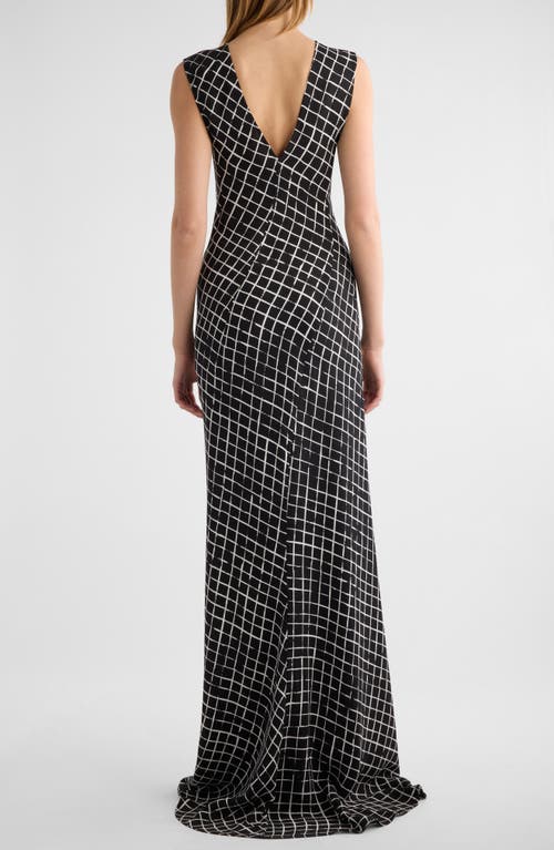 Shop Dries Van Noten Devona Grid Print Gown In Black