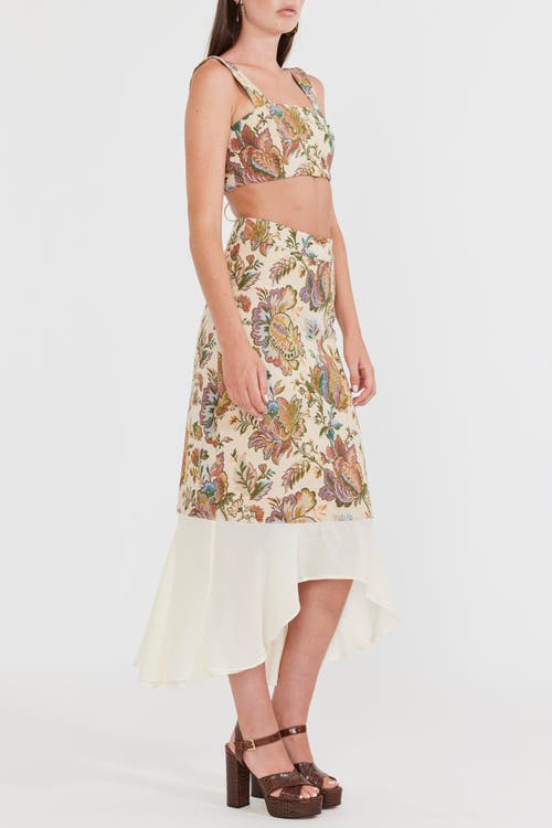 Shop Eddy Moon Midi Skirt In Rainbow Floral Jacquard