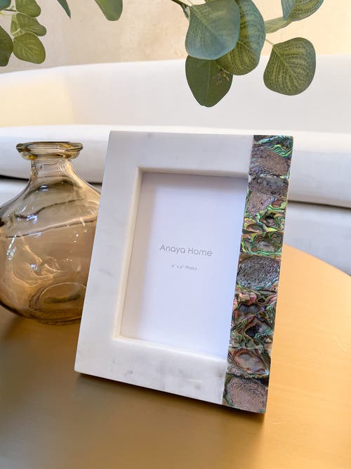 Anaya Rainbow Pearl Marble Picture Frames In White