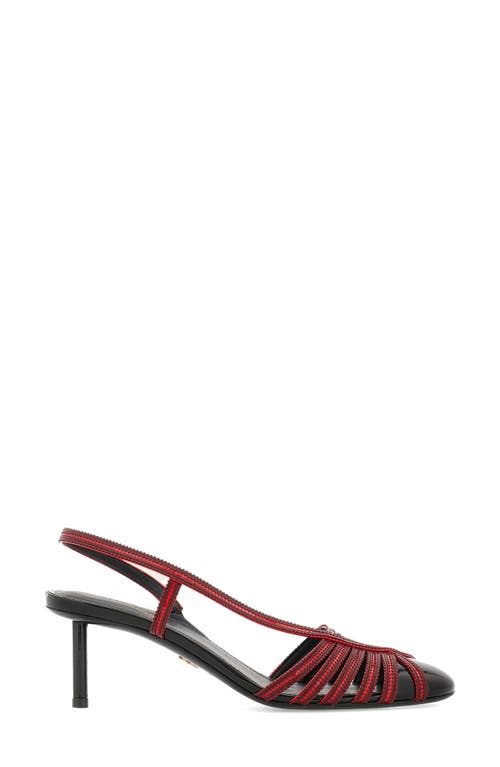 Shop Ferragamo Edyna Slingback Kitten Heel Pump In Nero Flame Red Borgogna