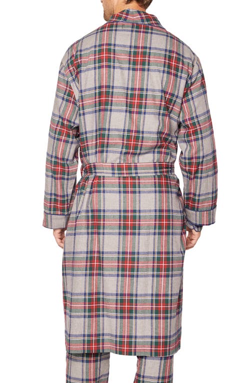 Shop Petite Plume Westinster Tartan Cotton Flannel Robe In Grey