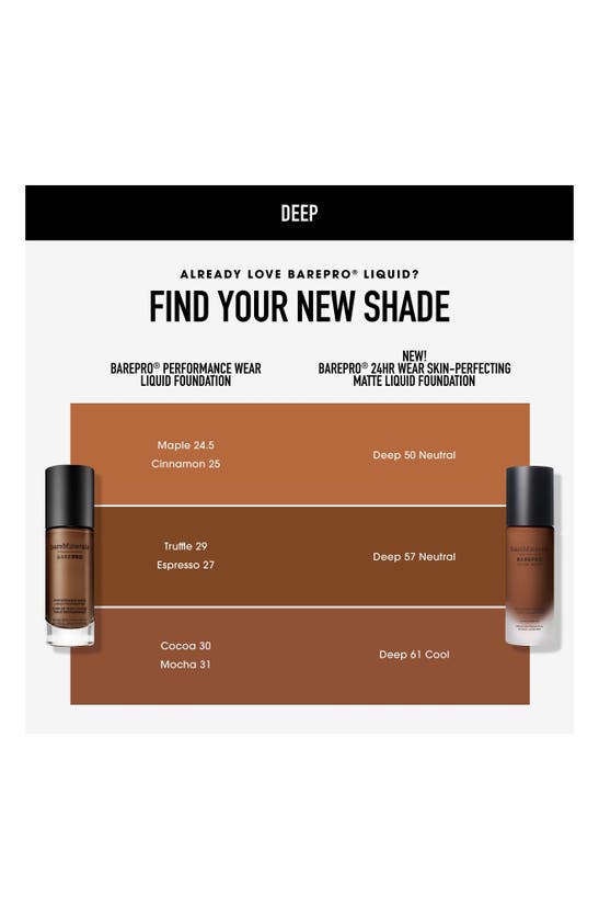 Shop Bareminerals ® Barepro 24hr Wear Skin-perfecting Matte Liquid Foundation Mineral Spf 20 Pa++ In Deep 50 Neutral