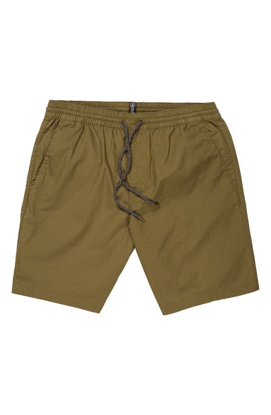 Volcom Frickin' Mix Elastic Waist Cotton Shorts In Old Mill