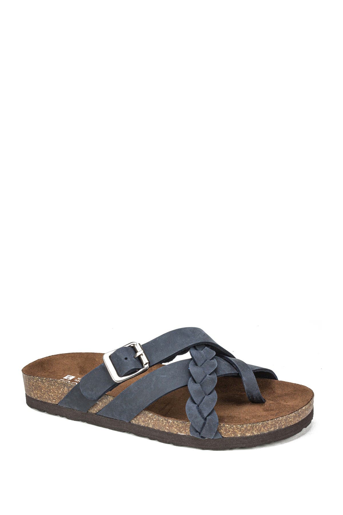 White Mountain Footwear Harrington Leather Footbed Sandal In Navy/leather