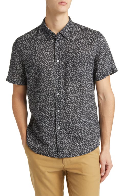 Rails Carson Floral Short Sleeve Linen Blend Button-Up Shirt in Flower Cart Onyx at Nordstrom, Size Small