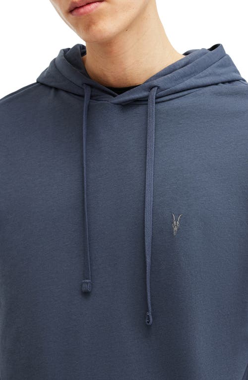 Shop Allsaints Brace Brushed Cotton Hoodie In Smith Blue