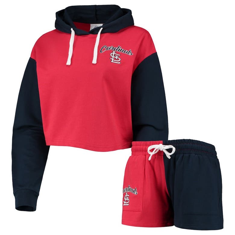 Foco Red/navy St. Louis Cardinals Color-block Pullover Hoodie & Shorts Lounge Set