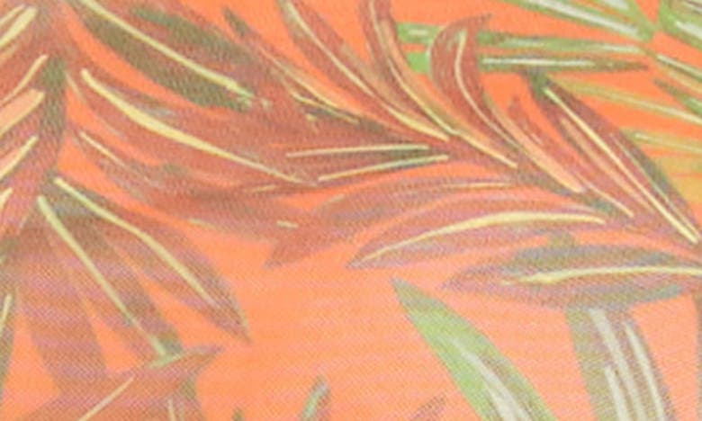 Shop Karen Kane Palm Print Mesh Top In Orange Print