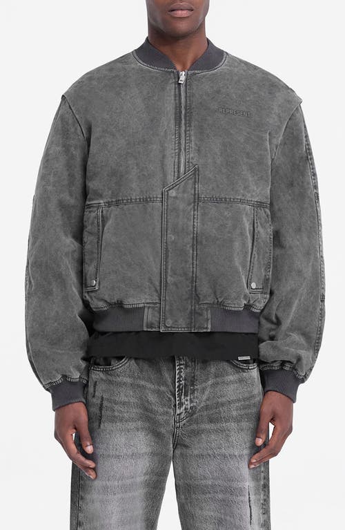 Shop Represent Inset Sleeve Bomber In Stained Black