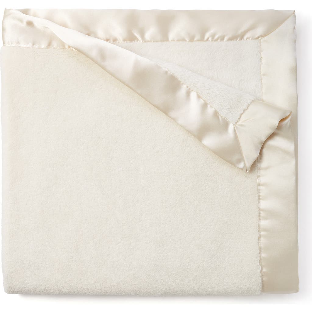 Elegant Baby Satin Trim Fleece Blanket In Cream