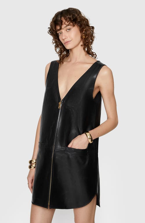 Shop Rebecca Minkoff Adrian Sleeveless Leather Zip-up Minidress In True Black