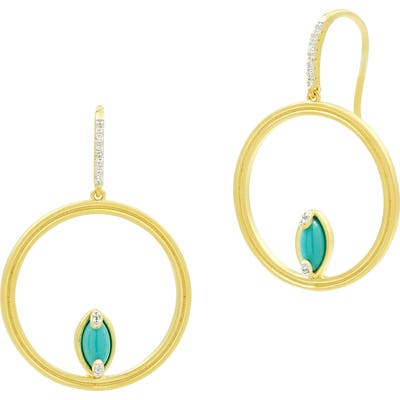Freida Rothman Fleur Bloom Empire Turquoise Hoop Earrings
