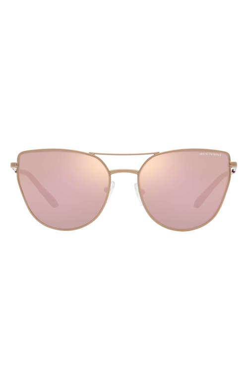 56mm Mirrored Cat Eye Sunglasses in Gold Amber